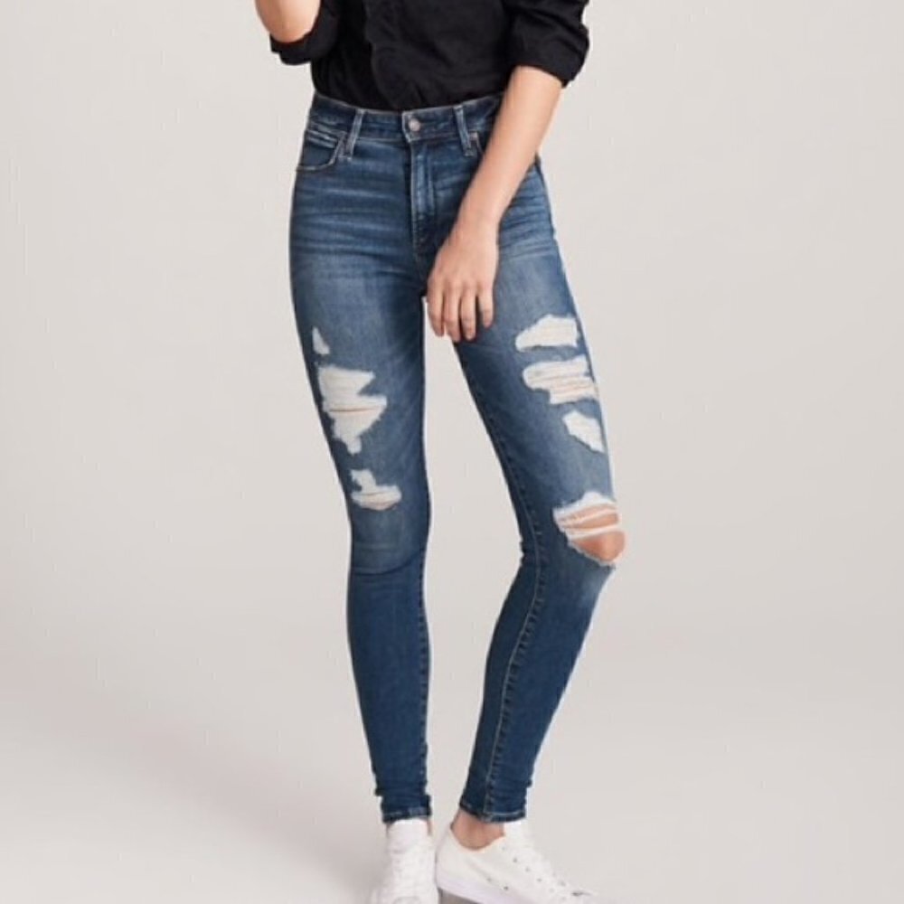 Abercrombie & Fitch Simone High Rise Super‎ Skinny Distressed Skinny Jeans 6
